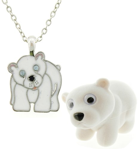 Polar Bear Enamel Necklace in Figural Gift Box