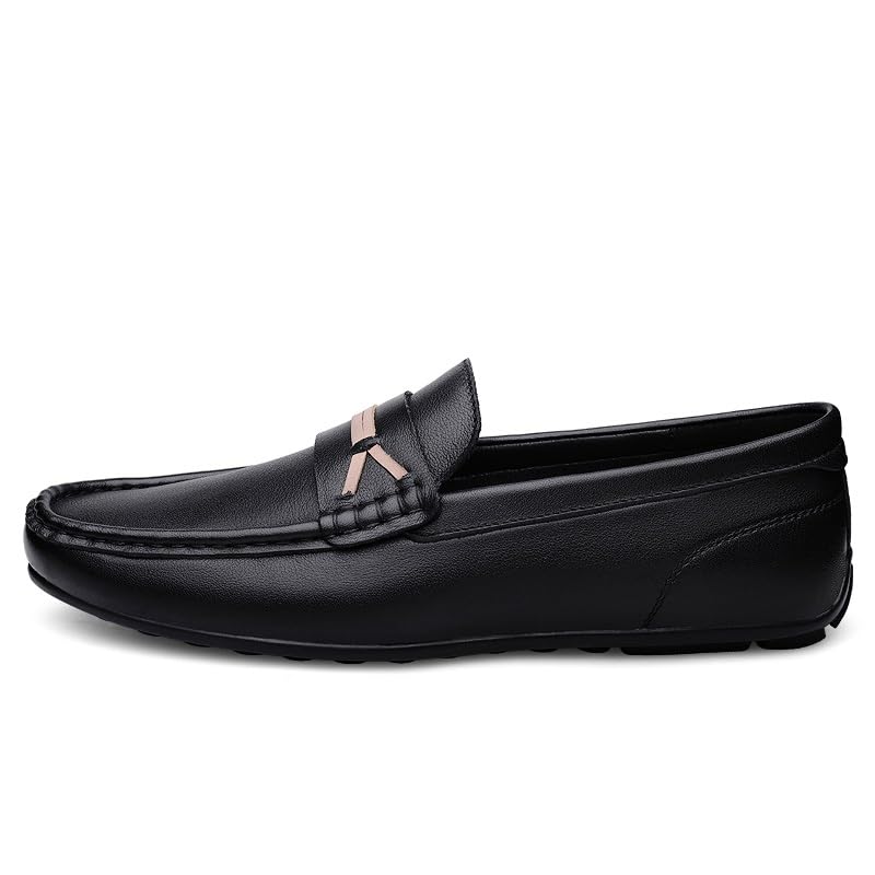 Men's Loafers Shoes Round Toe Leather Penny Loafers Anti-Slip Lightweight Flat Heel Walking Party Slip On2