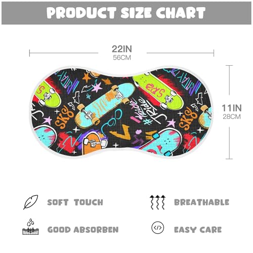 xigua Colorful Skateboards Muslin Baby Burp Cloths Set of 4, Super Soft & Absorbent Burping Rags, Cotton Burp Clothes Shower Gift for Newborn, Baby Girls and Boys4