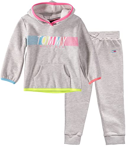 Tommy Hilfiger Girls 2 Pieces Jogger Set Casual Pants, Pearl Grey Heather, 3T Us #TOP15