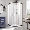 DreamLine Prime 38 in. x 38 in. x 76 3/4 in. Semi-Frameless Clear Glass Sliding Shower Enclosure in Matte Black with Base and Wall Kit