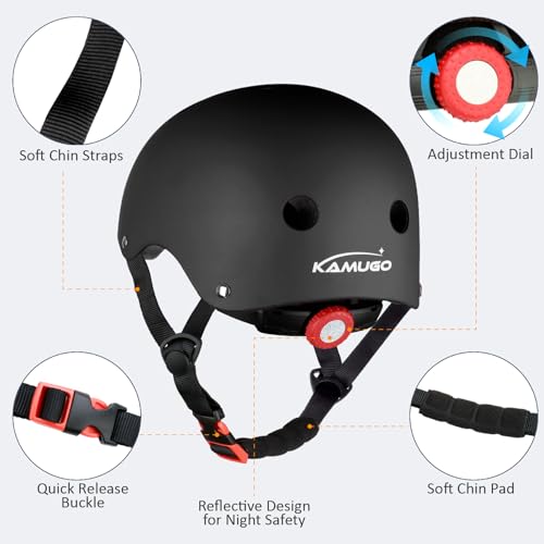 Image of KAMUGO Kids Adjustable Helmet, with Sports Protective Gear Set Knee Elbow Wrist Pads for Toddler Age 2-8 Boys Girls, Bike Skateboard Hoverboard Scooter Rollerblading Helmet Set