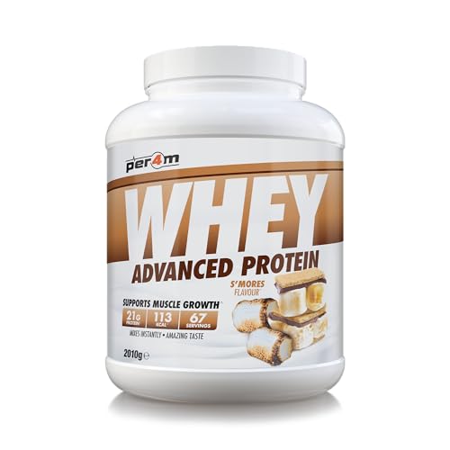 Per4m Whey Protein Powder | High Protein Shake for Muscle Growth & Recovery | Low Sugar Gym Supplement | Sports Nutrition Drink + Amino Acids (2010g, S'Mores)