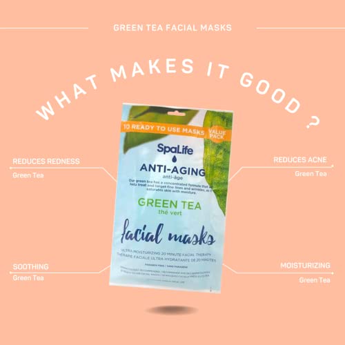 Spalife Green Tea Facial Masks 10 Pack #TOP4