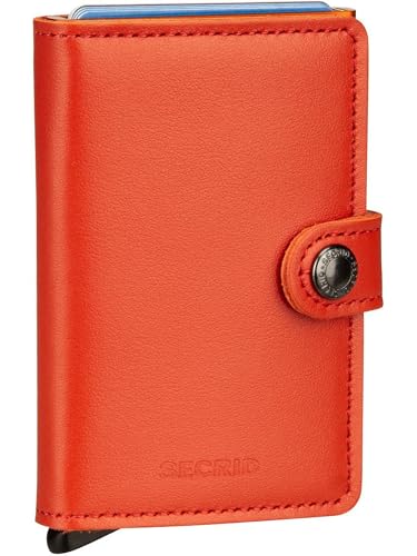 SECRID - Men Mini Wallet Genuine Original Leather RFID Safe Card Case for max 12 cards (Orange)