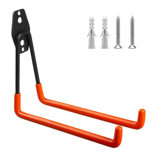 Maclean MC-444 Gancho de Garaje, Soporte de Pared para Neumáticos, Escalera, Bicicleta | Colgador de Herramientas para Organización, Doble de Almacenamiento (1, Carga máx.: 25 kg)