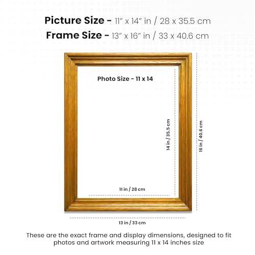 Image of Handmade Yellow Wooden Rectangular Photo Frame, 11 x 14 inch Display for Artworks, Pictures and Photos of Your Loved Ones, Best for Home, Office, Wall Decor, Living Room, Bedroom, Red Cedar