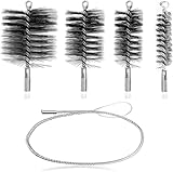 5 Pezzi Kit Pulizia Canna Fumaria - Spazzole per Tubi Stufa Pellet/Camino Legna, Scovolo Canna Fumaria 30/50/80/150 mm in Filo Acciaio, Spazzola Cane per Pulire e Pulisci Camino Canna Fumaria