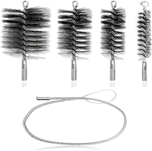 5 Pezzi Kit Pulizia Canna Fumaria - Spazzole per Tubi