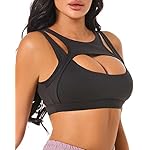 Push up Sports Bra for Women Sexy Hollow Crop Tops with Removable Cups Yoga Workout Fitness Yoga Bra Medium Support Black Medium