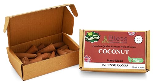 Bless International Coconut 100%-Natural-Incense-Cones Handmade-Hand-Dipped Organic-Chemicals-Free for-Purification-Relaxation-Positivity-Yoga-Meditation The-Best-scents (20 Count) - Image 3