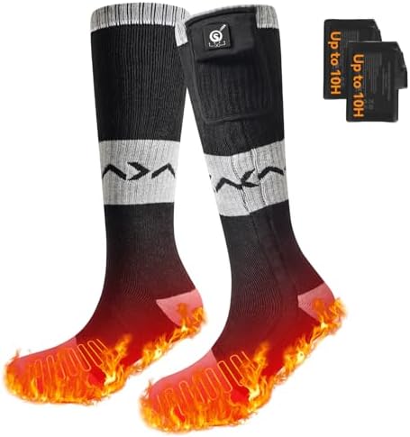 DAY WOLF Electric Heated Socks for Men Women with 3 Heat Levels Up to 10 Hours Rechargeable Battery Powered Warm Socks 2 * 2200mAh Thermal Socks Foot Warmers for Winter Hunting Skiing Hiking