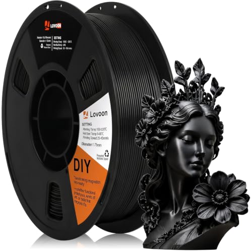 Image of LOVOON PLA Filament 1.75mm, 3D Printer Filament Dimensional Accuracy + /- 0.02mm, Neatly Wound 3D Printing Filament, Fit Most FDM 3D Printers, 1KG Spool(2.2lbs), Black