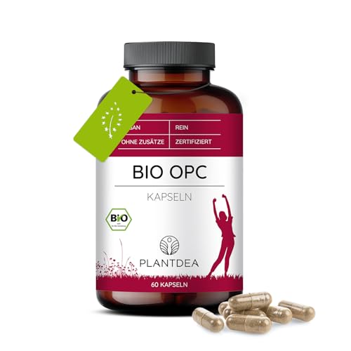 PlantDEA Bio OPC Kapseln I 500mg Tagesdosis I 60 Kapseln hochdosiert I laborgeprüft I Bio OPC Pulver I veganes Präparat I Ohne Zusätze