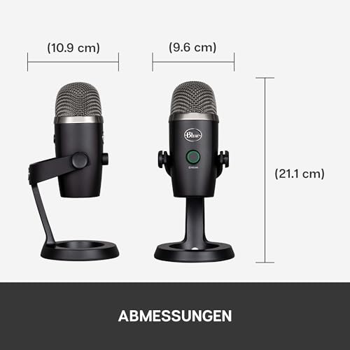 Blue Yeti Nano Premium USB-Mikrofon für Aufnahmen, Streaming, Gaming, Podcasting auf PC und Mac, Mit Blue VO!CE-Effekten, Nieren- und Kugelcharakteristik, Latenzfreies Monitoring - Schwarz