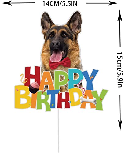 Keweya Dog Happy Birthday Cake Topper Puppy Pet Themed Bday Party Cake Decor German Shepherd Colorful Glitter Party Decoration Supplies (German Shepherd) #TOP1