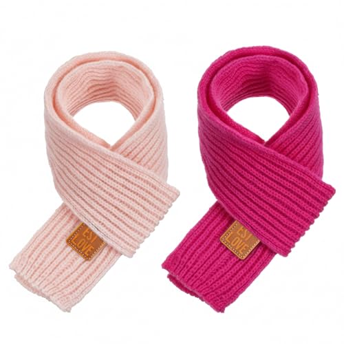 APLZGMG 2Pcs Warm Kids Winter Knit Scarves, Soft Knitted Nec