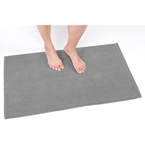 Cotton Paradise 100% Cotton Turkish Bathmat Rug, Soft Absorbent Quick Dry Non Slip, 17x24 Bathmat Rug, Light Grey
