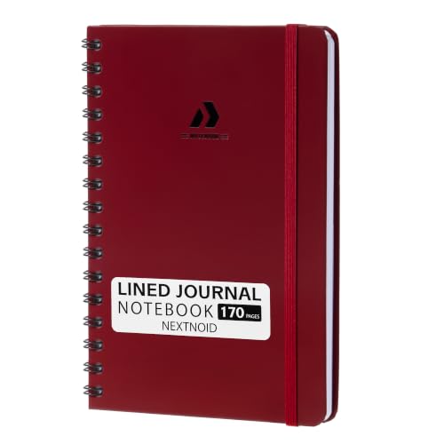 Nextnoid A5 Lined Spiral Notebook - 170 Pages, College Ruled, Wine Red