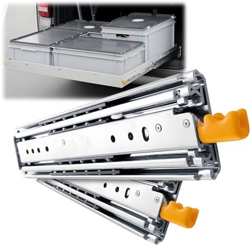 1 Pair with Lock Drawer Slides 500 Lb Load Capacity Heavy Duty Industrial Locking Rail 10 22 30 48 60 72 80inch Side Mount Full Extension Ball Bearing Rails Tool Box Runner(12 inch)