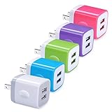 USB Wall Charger, GiGreen 5 Pack Dual Port Quick Charging Power Adapter 2.1A Cube Plug Block...