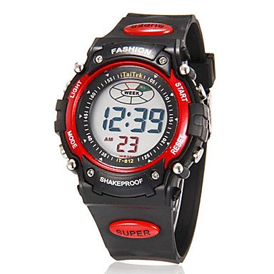 FENKOO Herren Armbanduhr digital LCD/Kalender/Chronograph/Alarm Caucho Band Schwarz Marke Cover