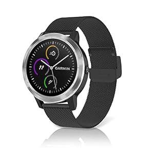 Rosok Ersatz Armband Kompatibel mit Garmin vívomove Trend/Venu Sq 2/2 music/Venu 2 Plus/GarminMove Sport, Mesh Gewebte Edelstahl Metall Uhrenarmband Ersatzband für vivoactive 3/3 music 20mm-Schwarz