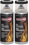 AMBRO-SOL | Pintura alta temperatura | Pintura para Radiadores, Hornos y Motores | Pintura en Spray para Metal Negro mate, 400 ml (Paquete de 2)
