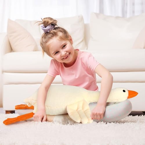 TioRacY Ente Kuscheltier PlüSchtier Gans, 50 cm Große Gans Spielzeug, Ideal als Schlafkissen und Dekoration, Kinder und Erwachsene