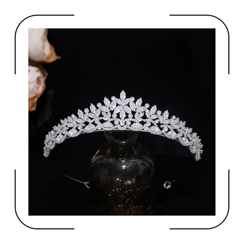Aoligrace Silver Cubic Zirconia Small Wedding Crowns for Bride CZ