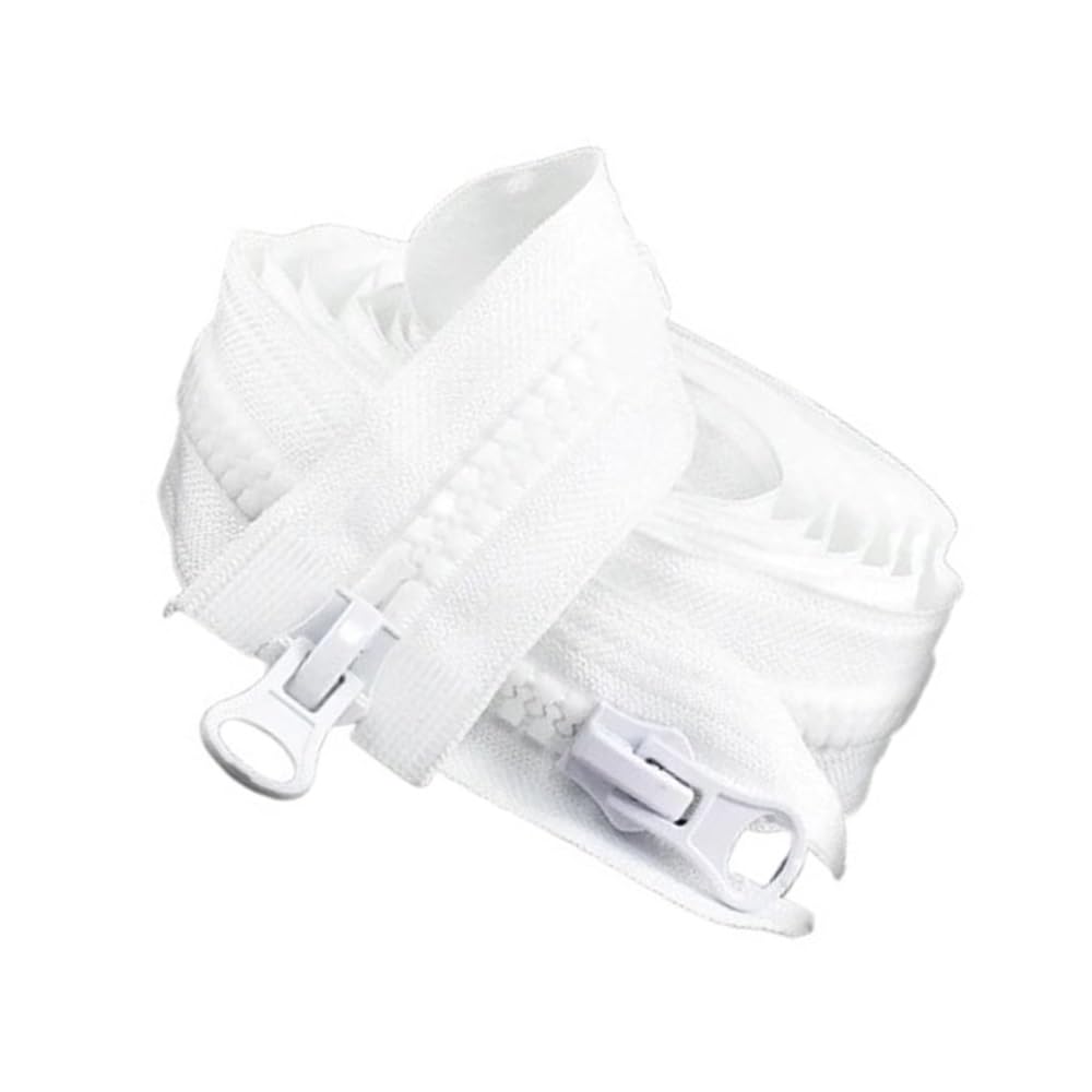 DIY Craft Zipper 1pc No.8 Resin Zipper Open-End, Zippers with Double Sliders Durability Length 6dm-30dm for Sewing Clothes(White,80cm)