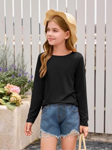 Haloumoning Toddler Baby Girls Long Sleeve T Shirt Little Kids Fall Crew Neck Tops Casual Tees 3-10 Years3