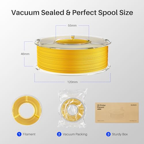 ELEGOO Silk PLA Filament Bundle 1.75mm, Dual Colours 3D Printer Filaments Dimensional Accuracy +/- 0.05mm, Multicolours 4 Pack 250g Spool Green Red/Blue Purple/Black Red/Blue Green - Image 4