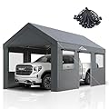 Acepic Carport 10x20ft Heavy Duty Carport Features Roll-up Windows & Doors, Portable Garage with UV Resistant Waterproof All-Season Tarp for Car, Truck, Boat
