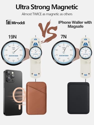 Image of Miroddi for MagSafe Wallet, Leather Magnetic Card Holder for iPhone 16 /15 /14 /13 /12 Series, 0.12 inch Invisible Ultra-Thin Magnetic Phone Wallet, 2 Independent Card Slot, RFID Blocking, Carbon Fiber Brown