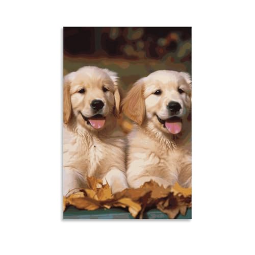 Toile murale Golden Retriever décoration salon chambre et bureau moderne
