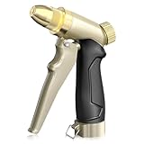 RAINPOINT Garden Hose Nozzle, 100% Heavy Duty Metal Hose Sprayer, High Pressure Water Hose Nozzle with Adjustable Spray Patterns and Flow Control for Watering Plants, Car Washing, Pet Washing, Gold