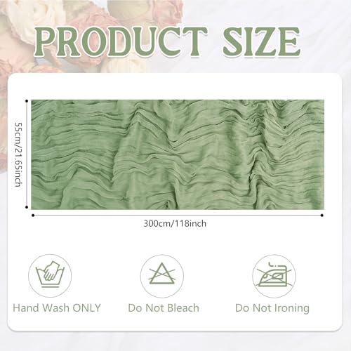 12 Pack Sage Green Cheesecloth Table Runner 20 x120 Inch - 10FT Boho Rustic Gauze Cheese Cloth Table Runner for Wedding, Anniversary, Baby Shower, Easter, Spring Home Decor by Weavlyn - Used condition - Image 3
