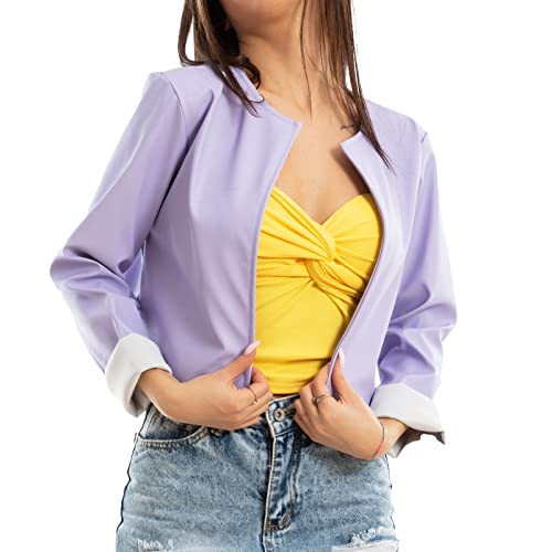 Toocool Giacca donna corta ecopelle bolero senza chiusura giacchetto sexy