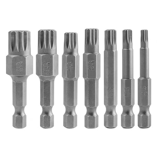 7 Pcs Besgle Triple Square Spline Bit Set, 1/4