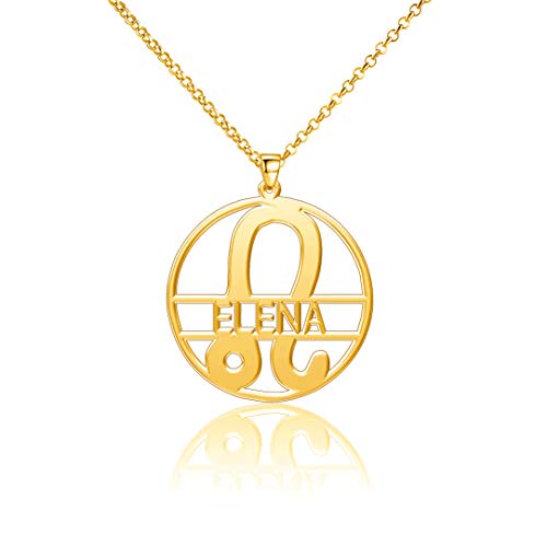 LoEnMe Jewelry Gold Plated Leo Family Word Personalized Sapphire Buddha Medallion Simple Custom Elena Necklace