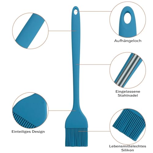 Hitzebeständige Backpinsel, 4er-Pack Hitzebeständige Kochpinsel, BPA-freier Silikon-Backpinsel Für Öl-Butter-Sauce, Lebensmittelpinsel Für BBQ-Grill, Barbecue, Küche, Backen, Kochen