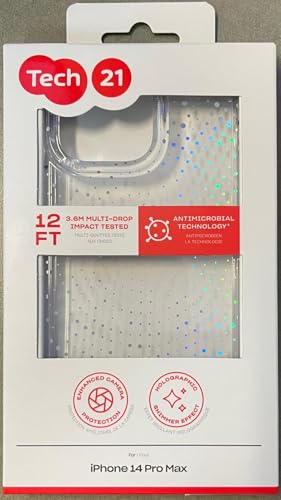 Coque transparente iPhone 14 Pro Max Tech21 Evo Sparkle anti-jaunissement anti-choc