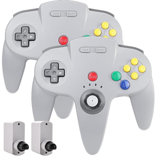 SAFFUN 2 Pack Wireless N64 Controller Made for N64 Console, Gray