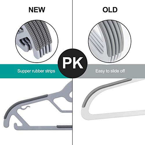 50-Pack Slim S-Shaped Plastic Hangers with Non-Slip Grips – Space-Saving Gray Hangers for Delicate Necklines, Fits Shirts, Dresses & Coats in Closet/Dorm Organizers - Image 4