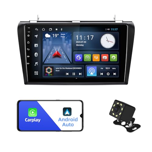 Android 10 Double Din Car Stereo for Mazda 3 2004-2009 with 9 Inch Touchscreen Radio Built-in Wireless Carplay/Android Auto/GPS/Bluetooth/FM/AUX-in/Steering Wheel Control Backup Camera 2+32G by AUMUME - Used condition - US$59.99