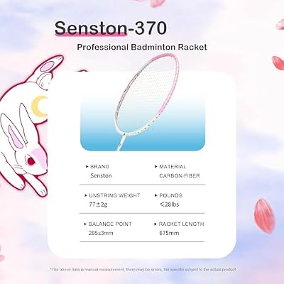 Senston Carbon-Fiber Badminton Racket 5U Badminton Racquet, Single Professional Badminton Rackets