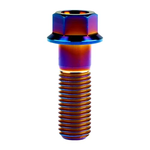 Image of Titanium Bolt M12 30 35 40 45 50 55 60 65 70 75 80 85 90mm Hex Small Flange Head for Motorcycle Car Modification Pack of 4 (M12x35mm Pitch 1.25, Burnt Blue)