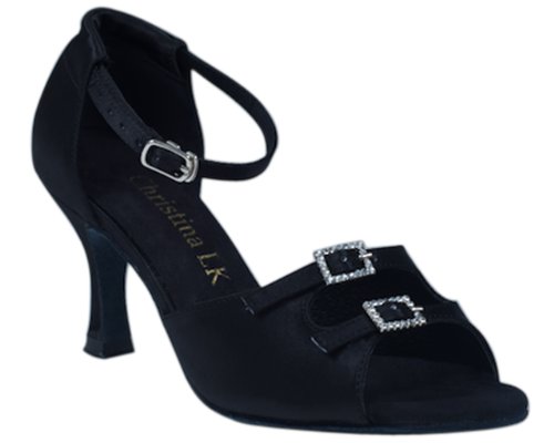 Christina LK Women's Latin/Ballroom Dance Shoe Sonia Comes in Wide and Regular Width (6 Regular) Black