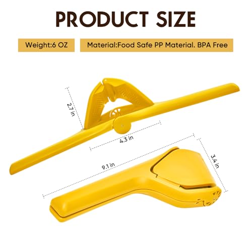 Manual Lemon Squeezer, Hand Lemon Squeezer, Durability and longevity, Easy to Use & Dishwasher Safe, Lemon Juicer, Citrus Juicer, Lemon Juicer Squeezer to Squeeze Lemons, Yellow, HomeyVenture